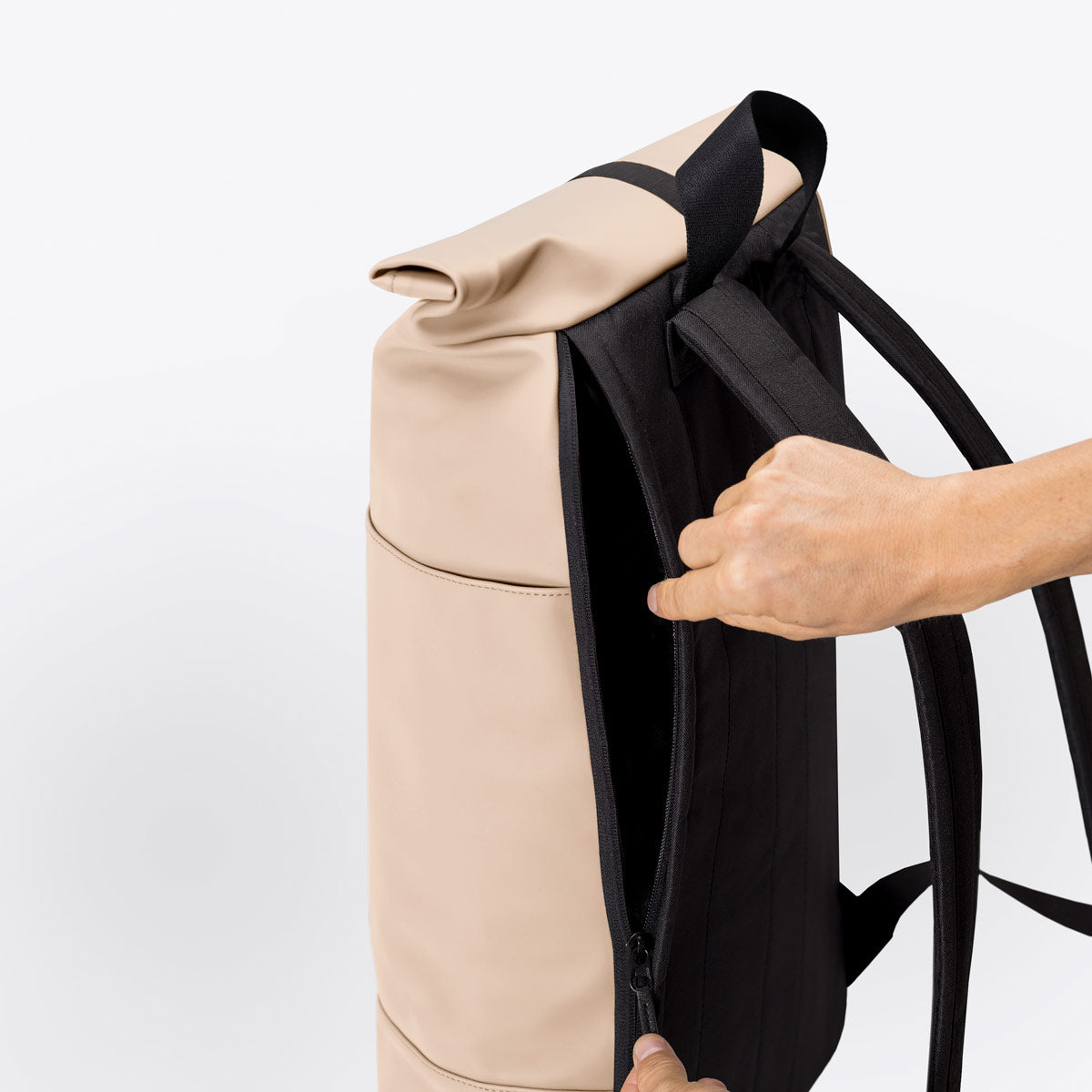 Hajo Roll-Top Backpack - Light Almond / Large