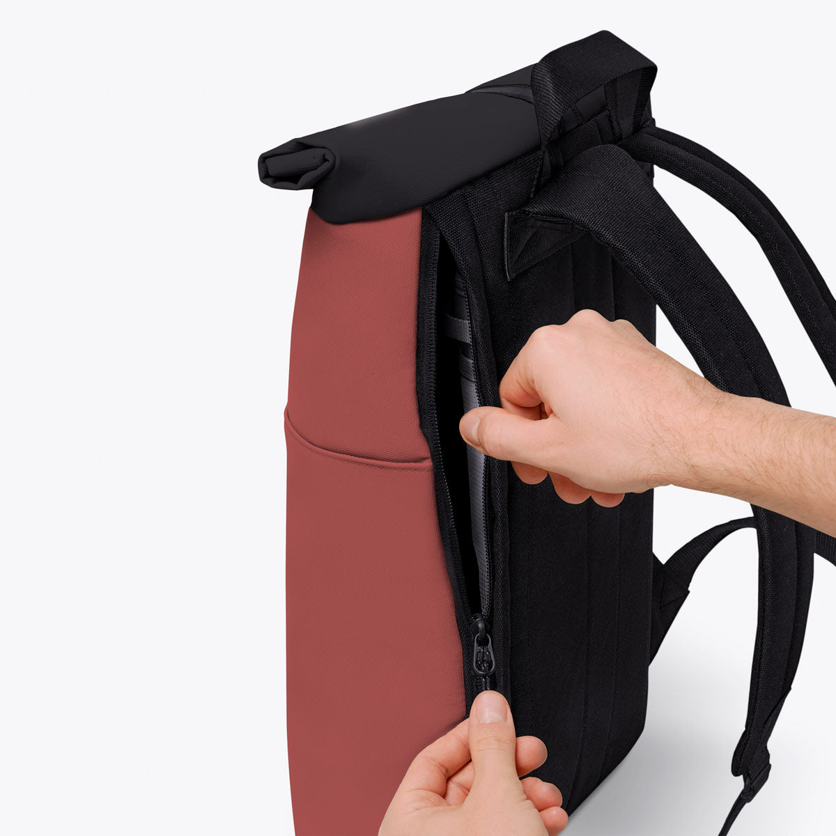 Hajo Roll-Top Backpack - Hibiscus - Black / Mini