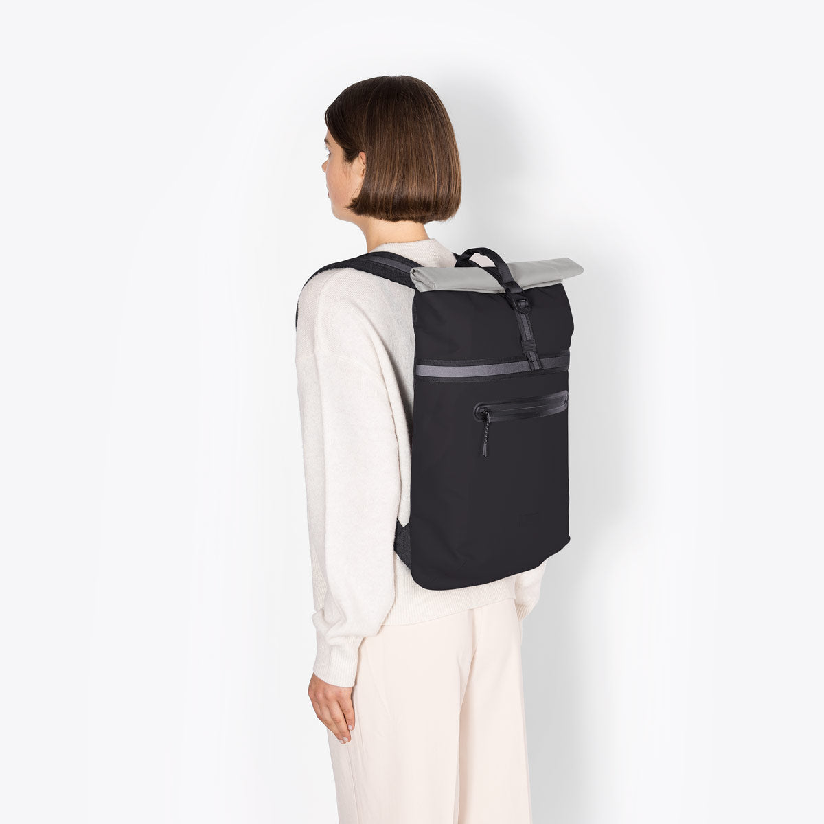 Niklas Roll-Top Backpack - Black - Light Grey
