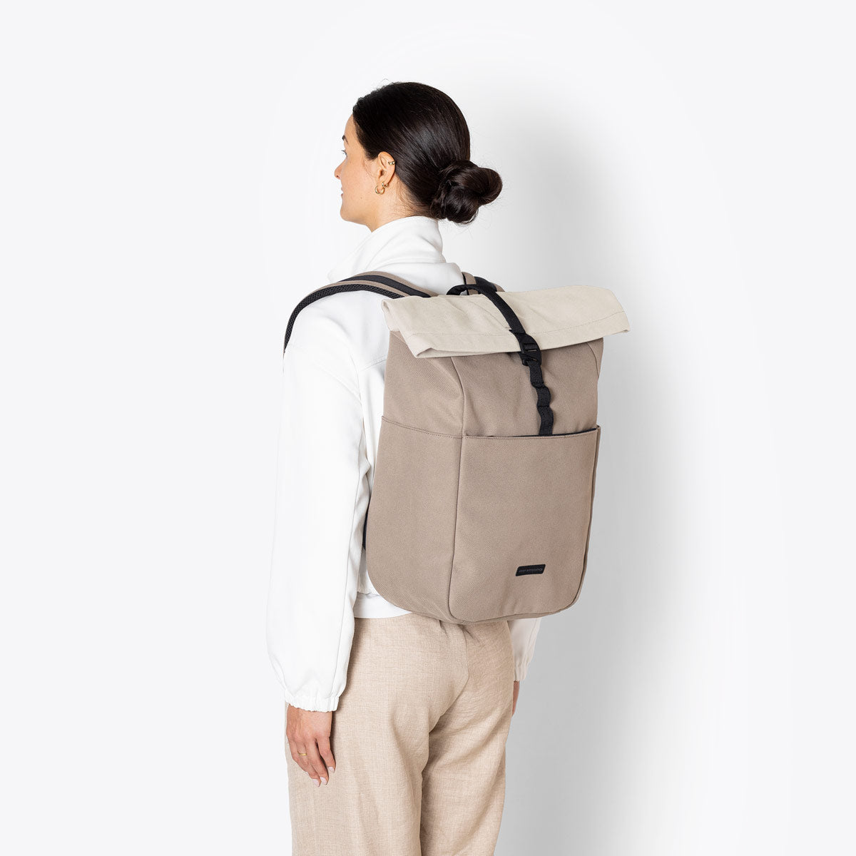 Yuto Roll-Top Backpack - Dark Sand - Light Sand