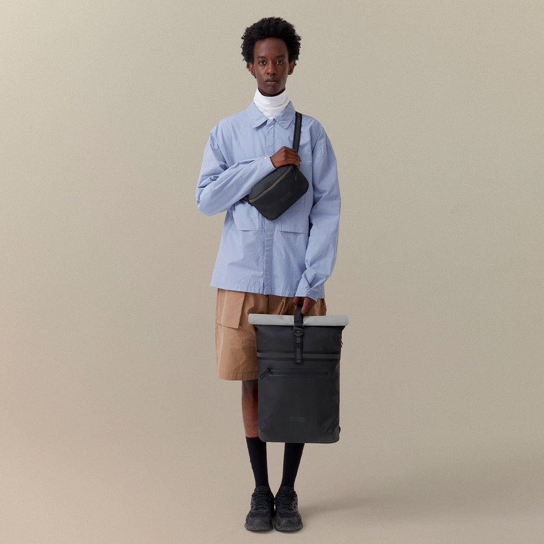 Niklas Roll-Top Backpack - Black - Light Grey